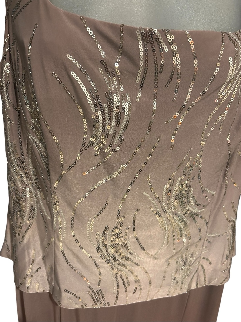Alex Evenings Sequin Mock Two-Piece Dress with Jacket Size 14 Pewter and Silver - Picture 9 of 16
